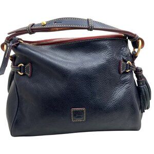 Dooney & Bourke Navy Blue Pebbled Leather Shoulder Bag With Tassels & Registrati